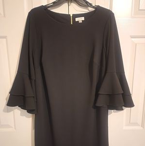 Calvin Klein Black Midi Dress with Flutter Sleeves